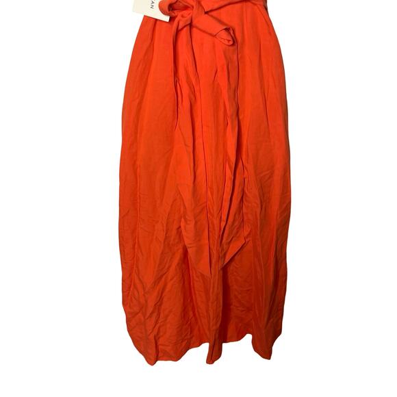 NWT MARA HOFFMAN Paula cutout linen-blend midi dress in orange papaya 00 - Picture 3 of 12